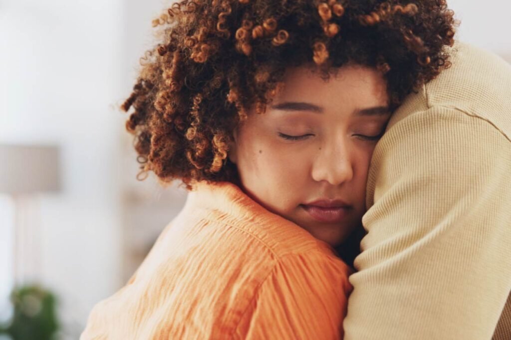 Two people embracing